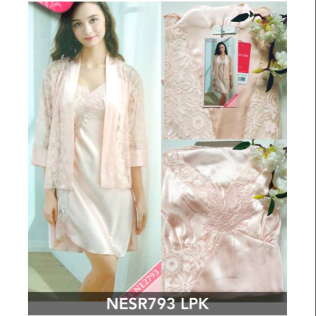Nesr793 lingerie set kimono lace mewah sorella free size