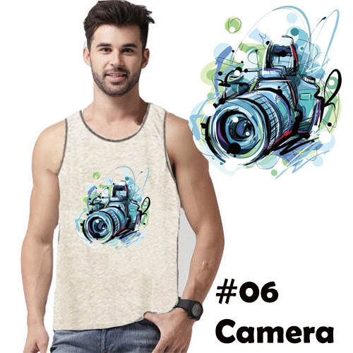 Kaos Singlet pria Abu muda M61 Bergambar