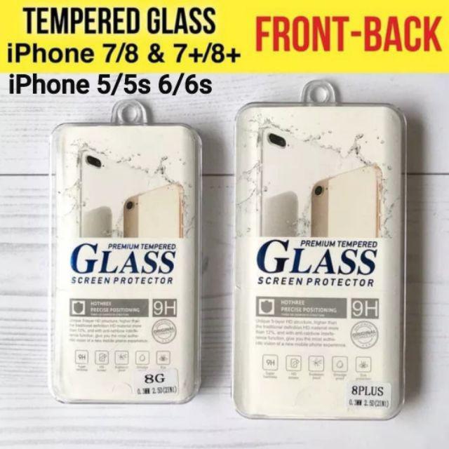 TEMPER GLASS IPHONE FRONT + BACK IPHONE 5/5s 6/6s/6+ 7/7s/7+ 8/8+-IPHONE 5/5S/5SE