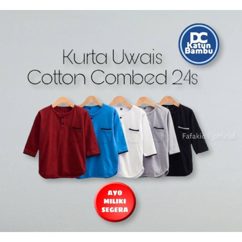 Kaos Baju Kurta Anak Laki-laki - Kurta Uwais - Pakaian Muslim Anak - Kurta - Katun Combed 24s-Fafaki