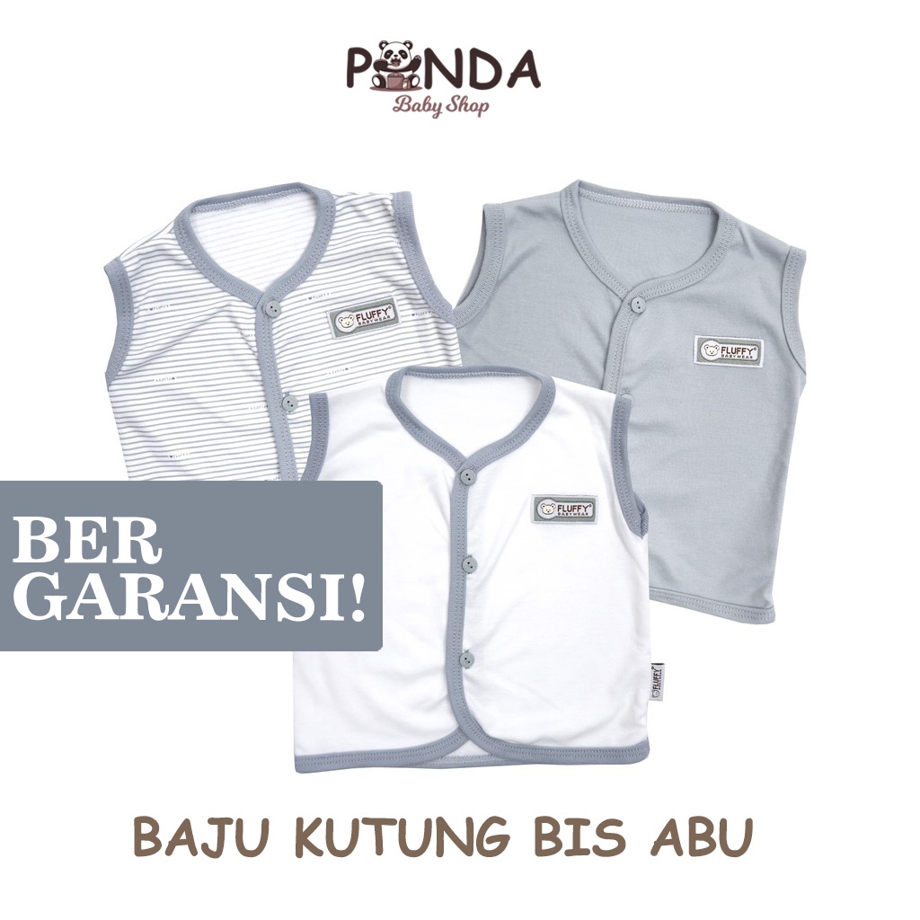 Fluffy Baby Baju Kutung Bis Abu (Isi 3) - Pakaian Baby Paket Baju Bayi Fluffy Kutung Baru Lahir Mura