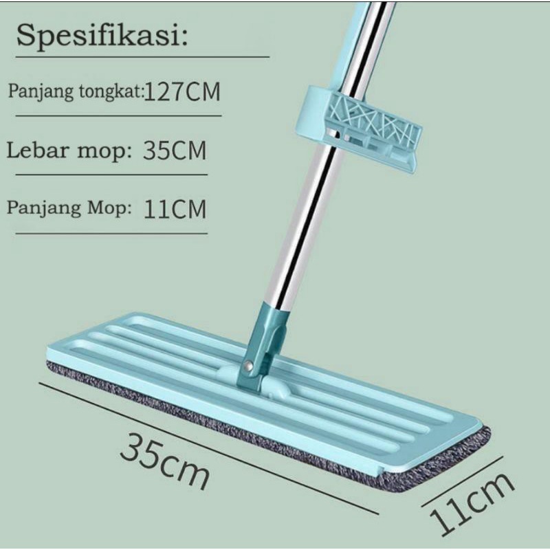 pel gagang panjang flat mop tarik dorong otomatis 360 derajat