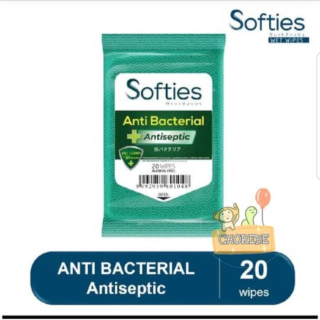 Tisu / Tissue Basah SOFTIES Anti Bacterial + Antiseptic / Anti Septic / Antiseptik