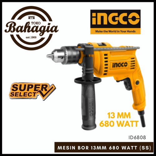 MESIN BOR INGCO 13MM 680W / BOR TANGAN / BOR LISTRIK (SS) INGCO ID6808