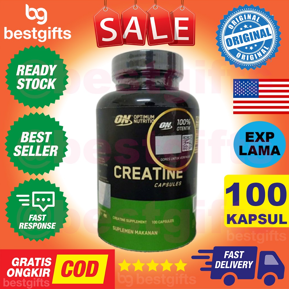 OPTIMUM NUTRITION ON CREATINE CAPSULES MENINGKATKAN KEKUATAN MASSA OTOT FITNESS KETAHANAN TUBUH FITNES 100 KAPSUL