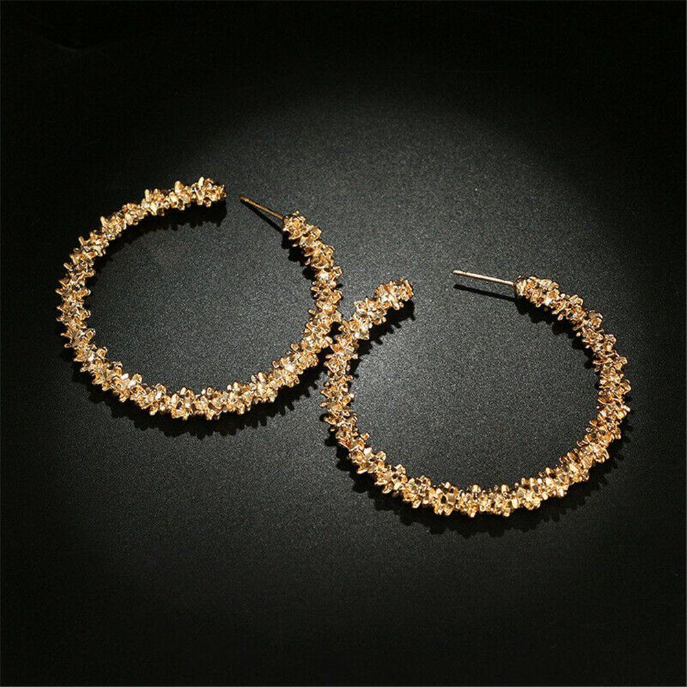 Lily 1pasang Menjuntai Drop Earring Perhiasan Aksesoris Berlebihan Bentuk C Bulat Boho Gothic Metal Statement
