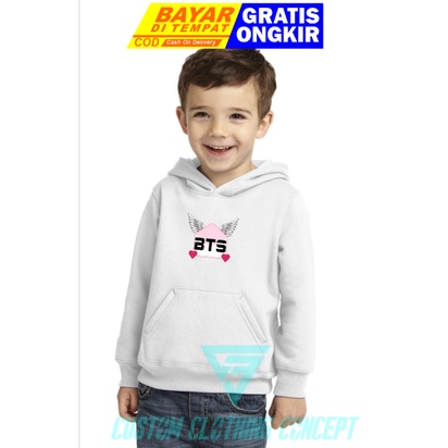 PROMO JAKET HOODIE KIDS PUTIH BT21 WING