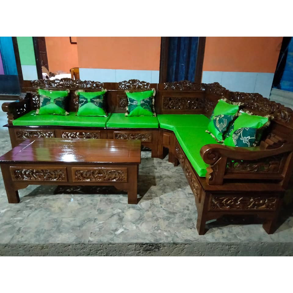 Kursi Tamu Sudut Pojok Kayu Jati Ukir Bagong Rahwana