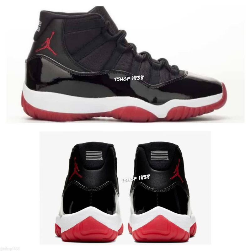 air jordan 11 retro playoffs-black varsity red white