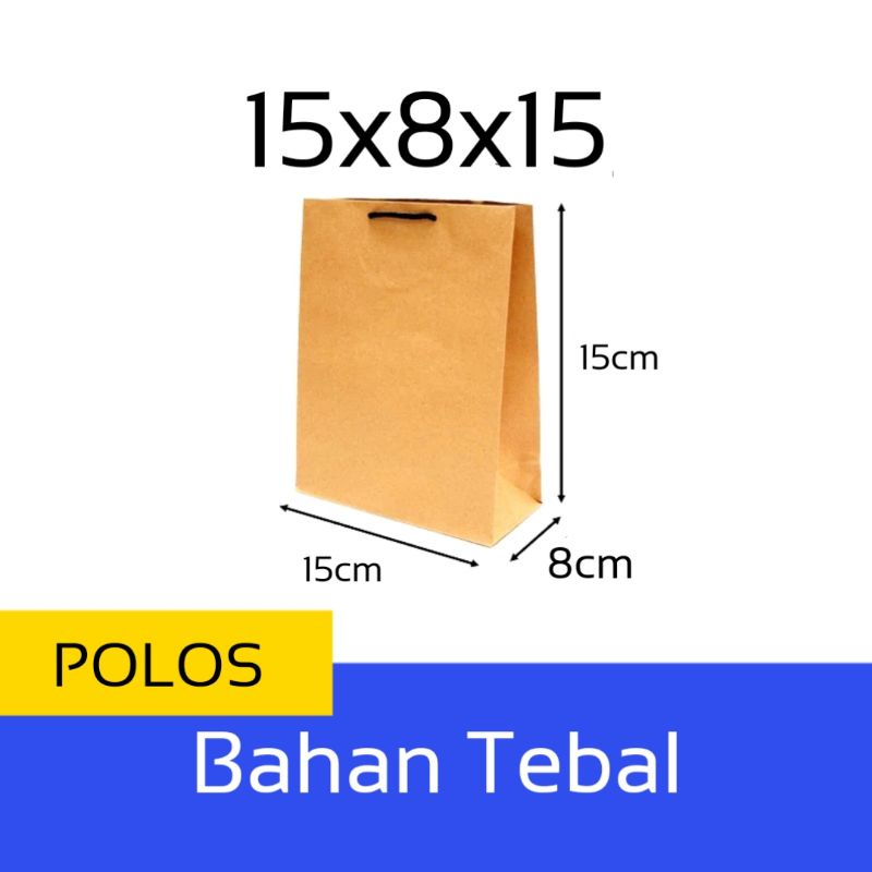 

Paper Bag Coklat Polos Custom Kado Bahan Tebal Ukuran 15x8x15