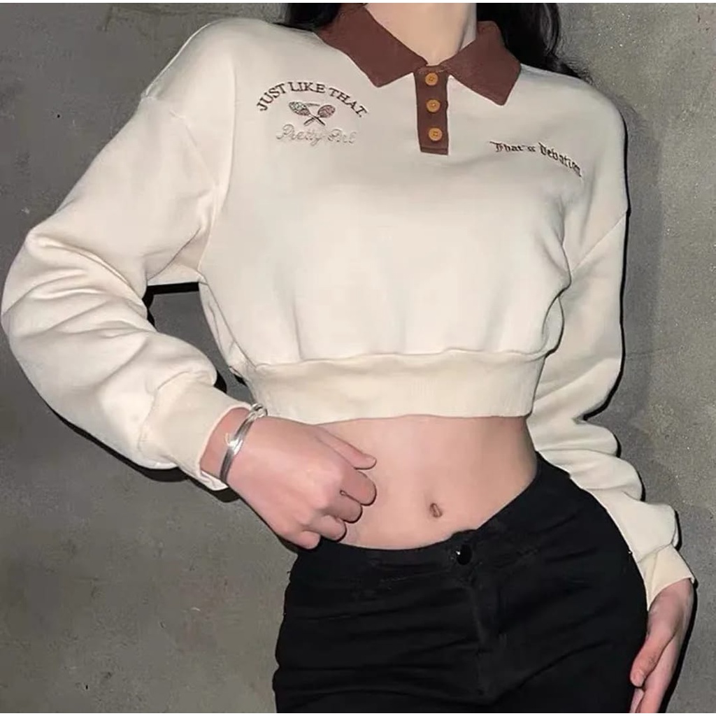 PAKAIAN WANITA / JUST LIKE THAT SWEATER KERAH WANITA / SWEATER CROP WANITA