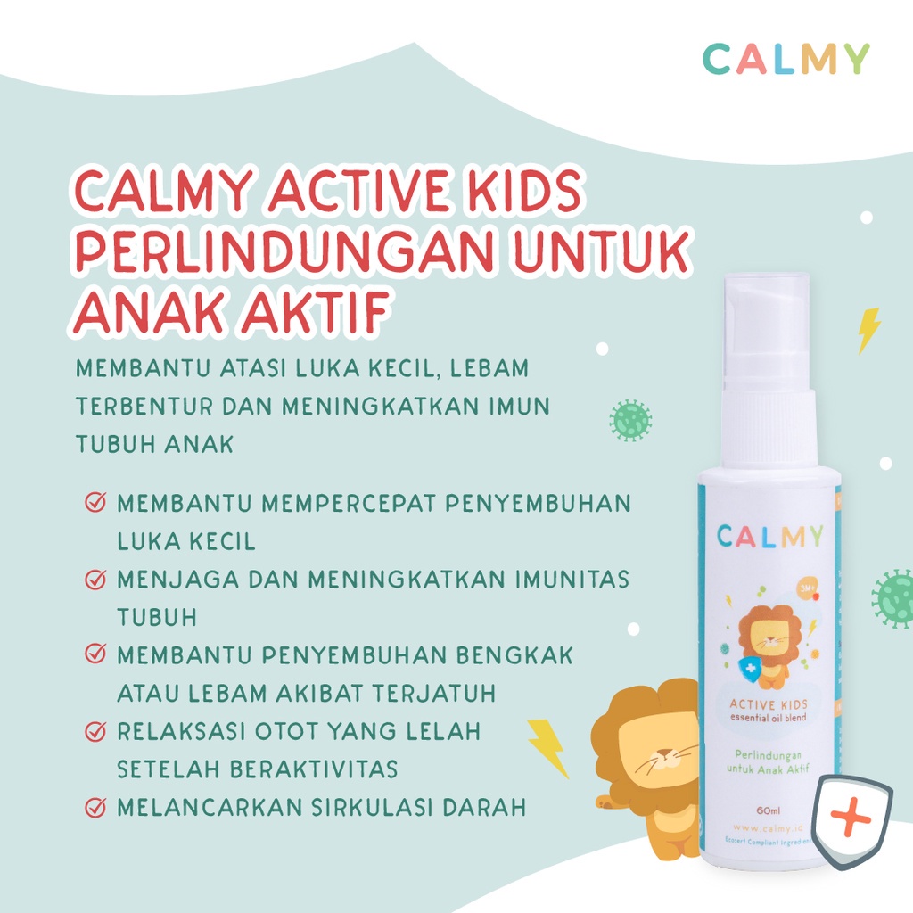 Calmy Active Kids - Minyak Balur Premium Untuk Membantu Meningkatkan Daya Tahan Tubuh Anak Immune Booster Dan Meredakan Memar Anak