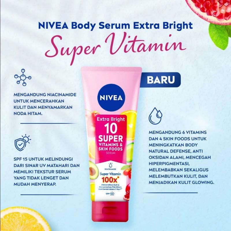 NIVEA BODY SERUM BRIGHT AND HIJAB FRESH COOLING HAND BODY LOTION 180ML