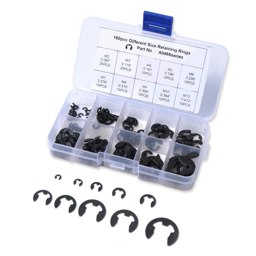 MOJITO Carbon Spring Steel E-clip Snap Ring Assortment Circlip Retaining Ring Kit