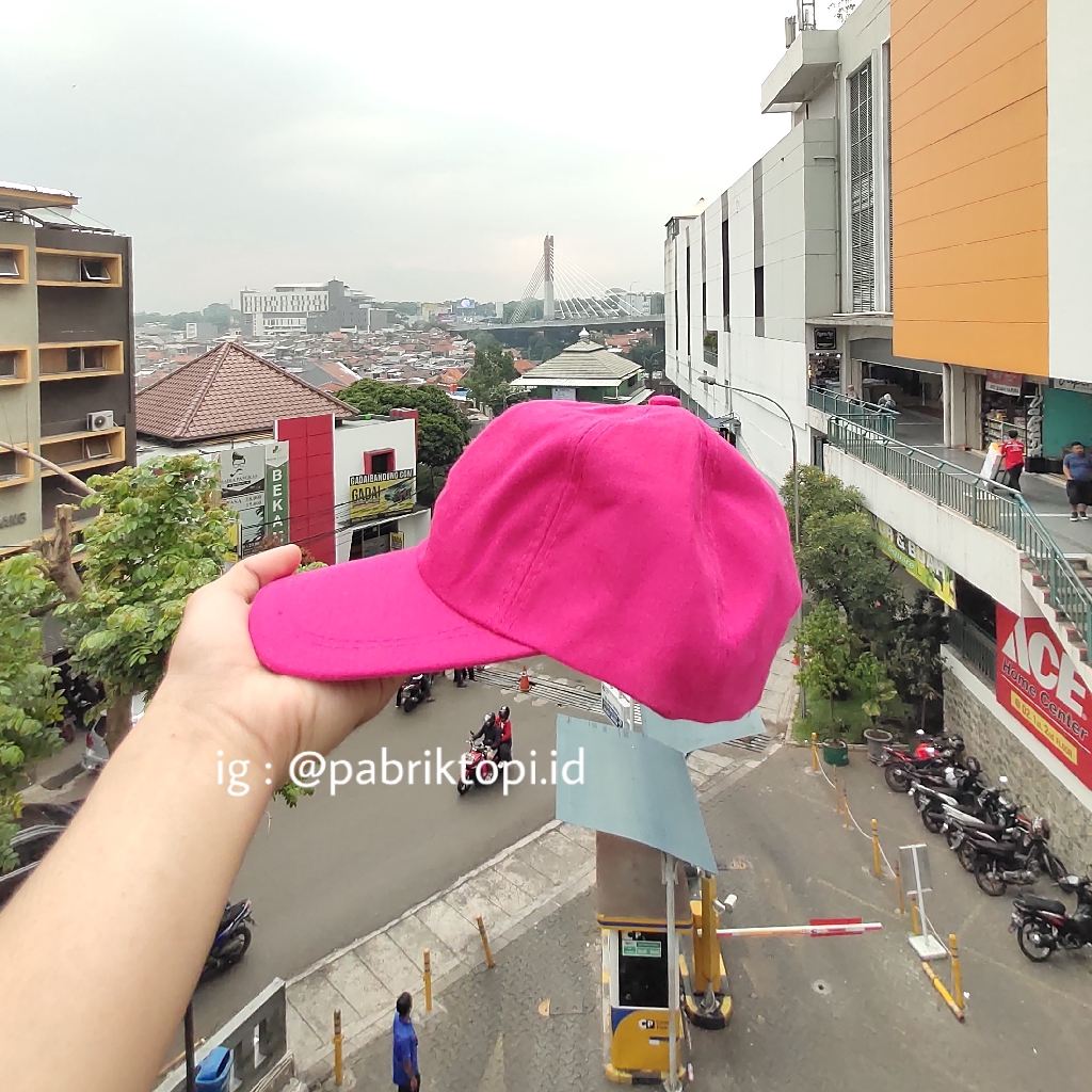 TOPI POLOS TOPI BASEBALL TOPI PRIA TOPI WANITA TOPI GROSIR TOPI MURAH (BAHAN TWILL RELL)-pink fanta