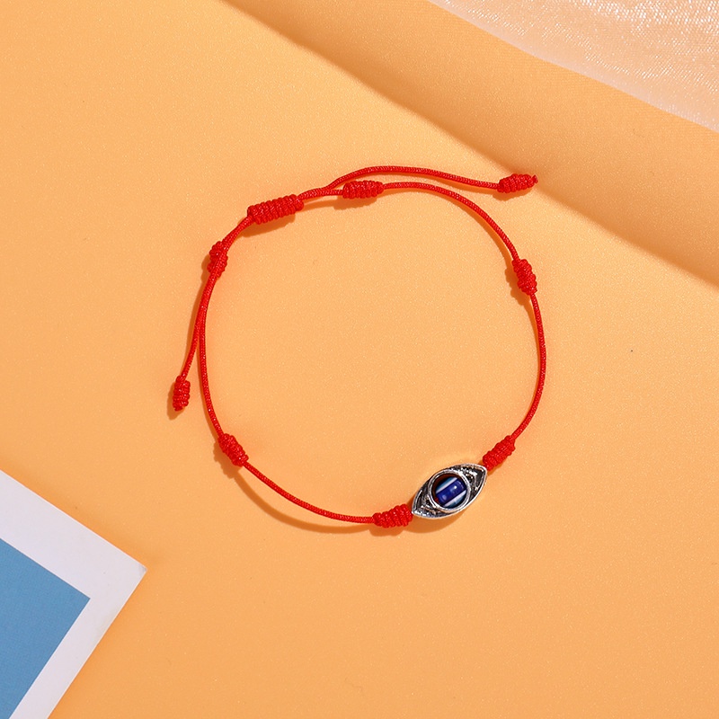 Gelang Tali Kepang Adjustable Desain Evil Eye Warna Merah Untuk Pria Dan Wanita