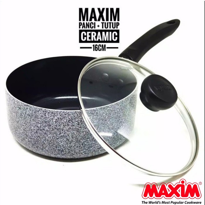 Panci Susu Maxim Neostone 16cm 18cm | Sauce Pan Kuah Tutup Kaca 16 18 cm