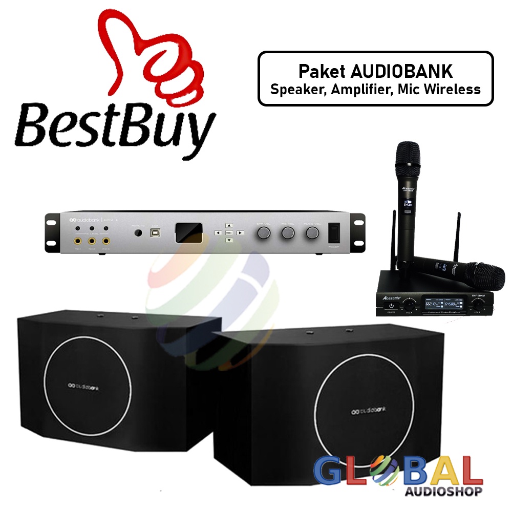 Karaoke Paket Audiobank Alpha-X Amplifier Speaker AKS-200 Mic Wireless AKS200 AlphaX