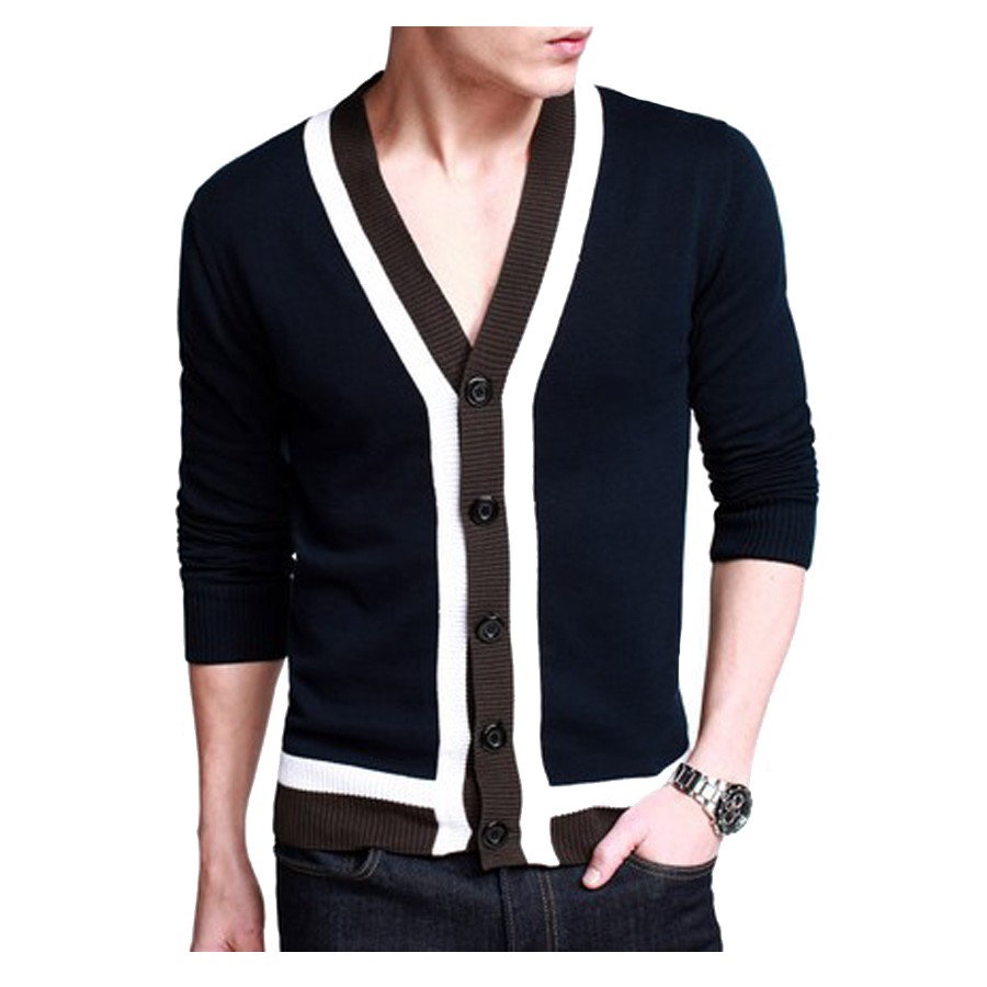 Mens Luxurious Cardigan Rajut Navy – CAR 619