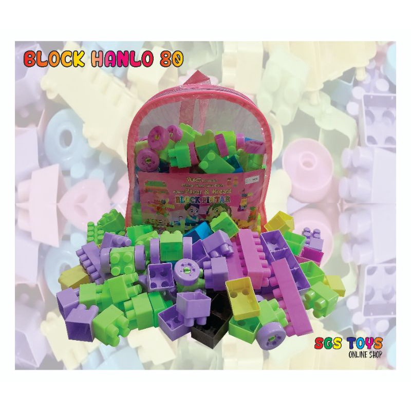 Mainan Edukasi Block Susun Block Hanlo isi 80pc / mainan edukasi anak murah