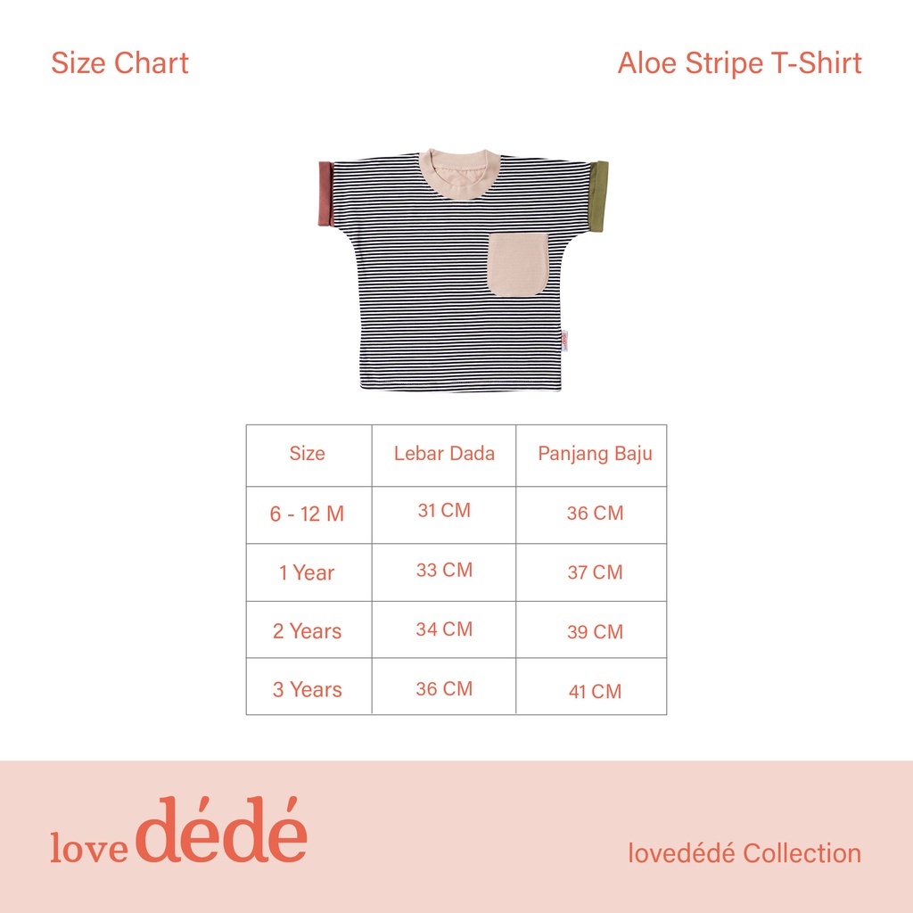 Lovedede Everyday Pocket T-Shirt  - Kaos Oblong Print Santai Bayi Anak Stripes Garis 6 bulan - 3 tahun