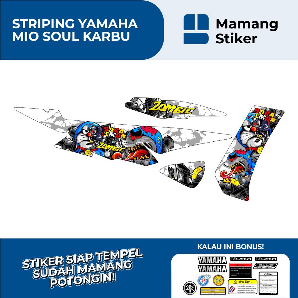 STRIPING YAMAHA MIO SOUL KARBU VARIASI 7 DORAEMON ZOMBIE/MIO SOUL KARBU STIKER AKSESORIS ORIGINAL/ST