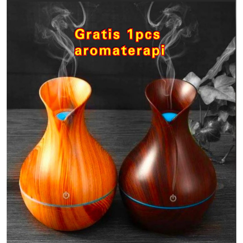 Aroma terapi / Aromatherapi / essential oil / pelembab ruangan LED Diffuser Humidifier - motif kayu