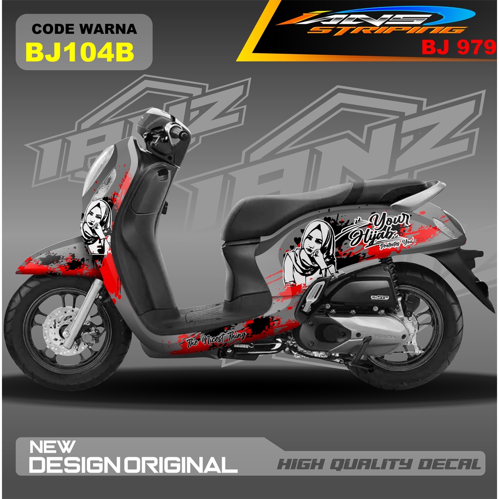 DECAL STIKER HONDA SCOOPY FULL BODY / STICKER VARIASI SCOOPY MOTIF HIJAB / STICKER SCOOPY SILUET WAJAH