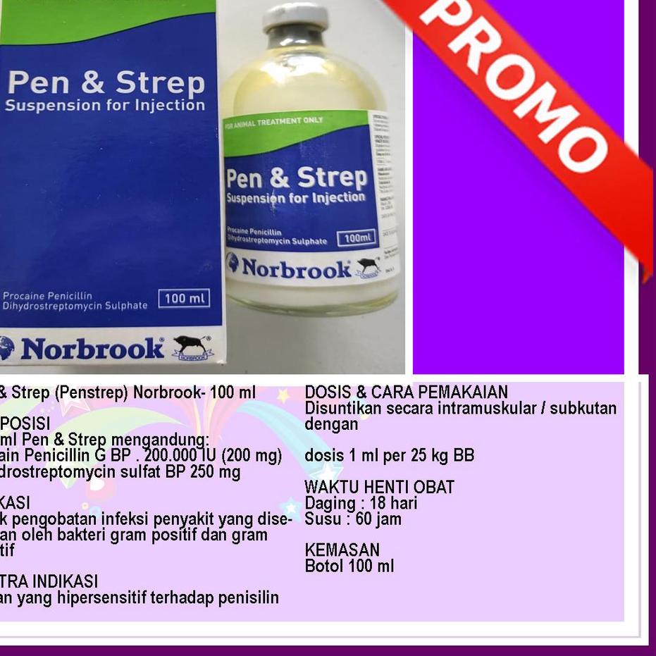 Paling Disukai.. Pen & Strep (Penstrep) Norbrook- 100 ml , Obat Hewan Pen & Strep (Penstrep) Norbroo