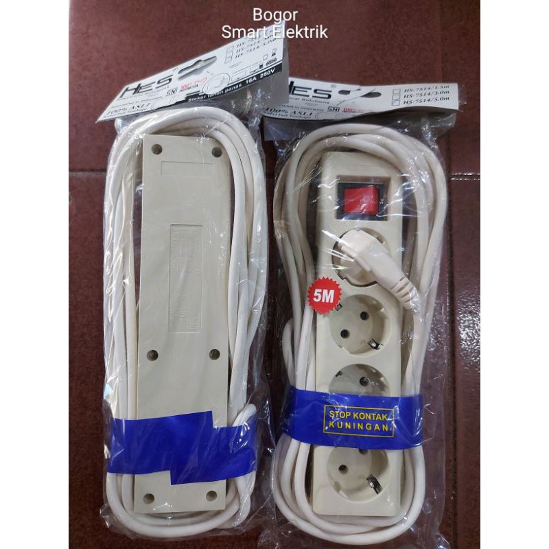 Stop Kontak + Kabel + Saklar 4 Lubang 5 Meter  SNI MURAH