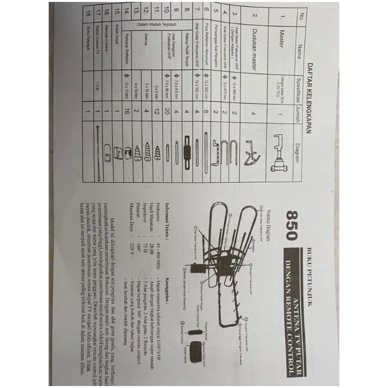 Antena TV Luar outdoor / Antena TV remote 850 BE