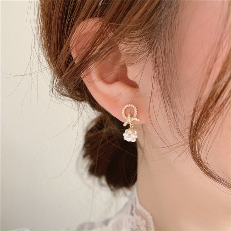 Berlian Mutiara Liontin Anting Baja Titanium Salib Anting Mutiara Retensi Warna Anting Anti Karat Gadis Hadiah Grosir