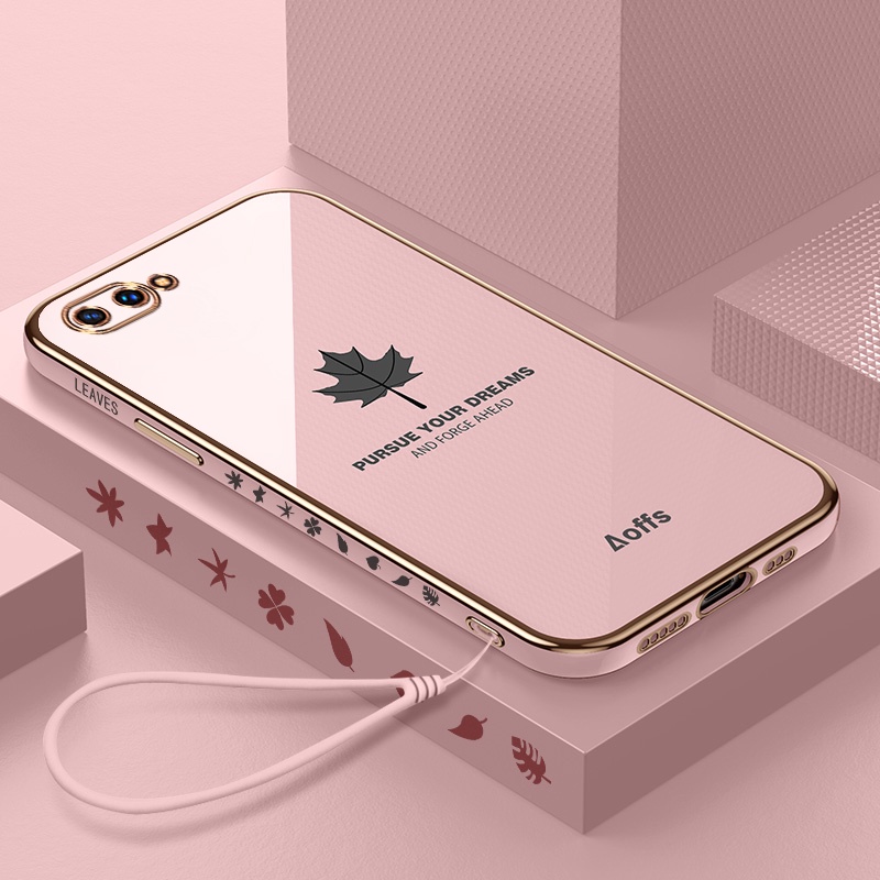 OPPO A3s a5 a12 a15 a15s a7 a16 a12 a5s soft case phone plating maple leaf mobile phone case for O0ab-1