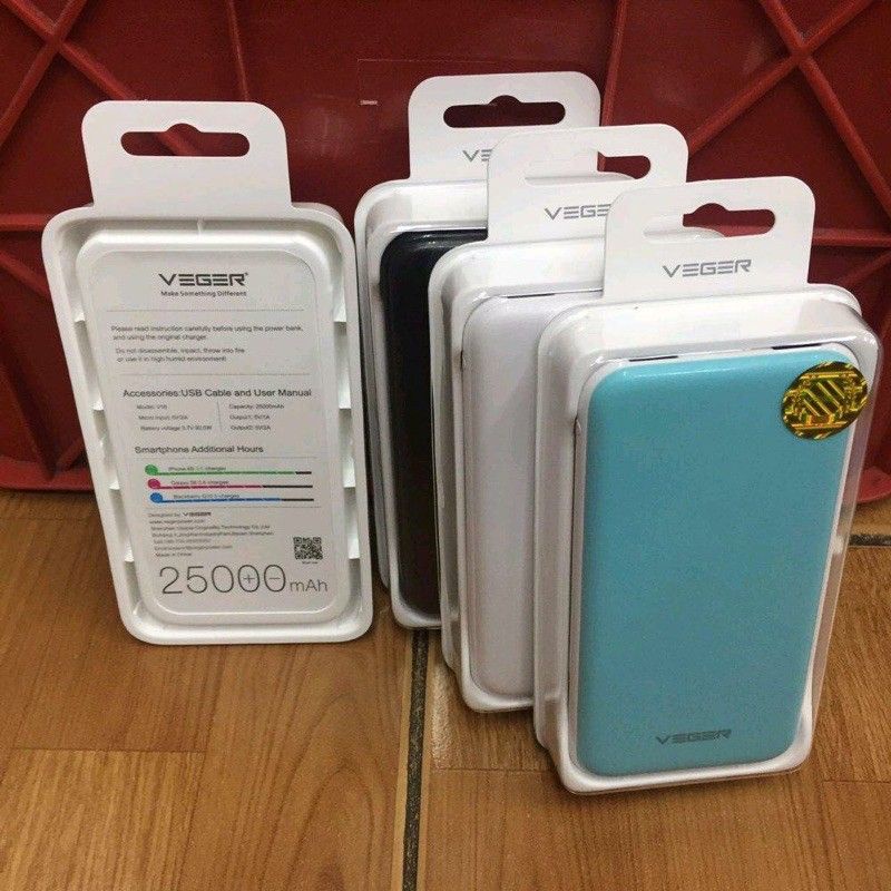 POWER BANK VEGER 25000 MAH BARANG ORIGINAL