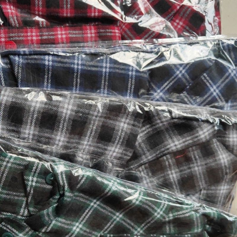 Kemeja Flanel Wanita Jumbo Oversize Motif Atasan Kotak Lengan Panjang Standar Sampai Jumbo