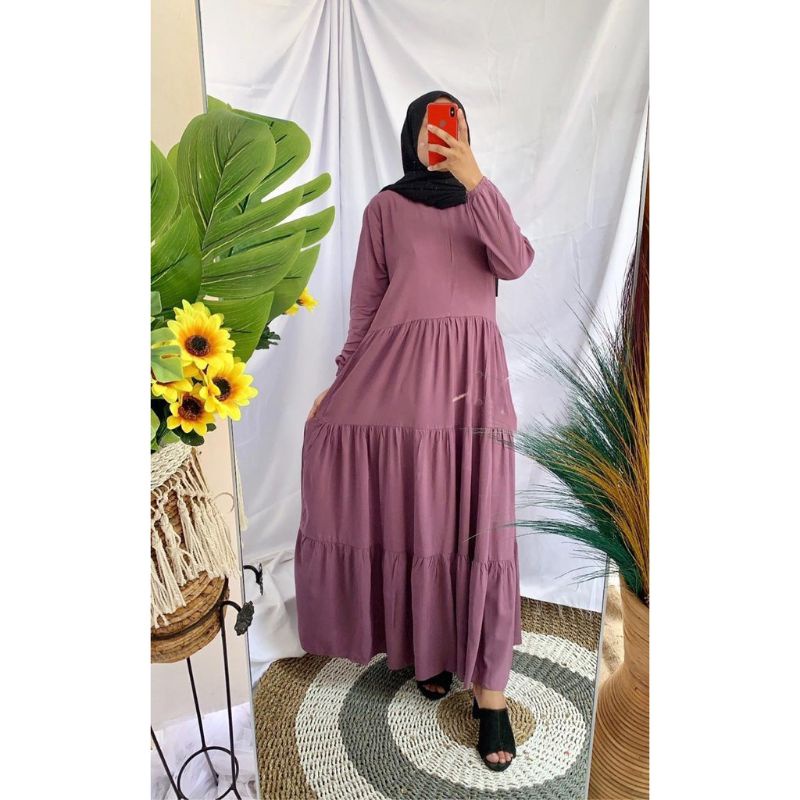 AMARA HOMEY DRESS MAXY / BASIC BASIKA HOMEY DRESS RAYON-Dustypurple