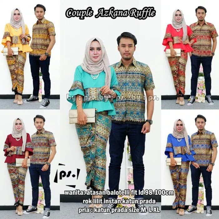 batik kebaya couple / batik couple azkana ruffle