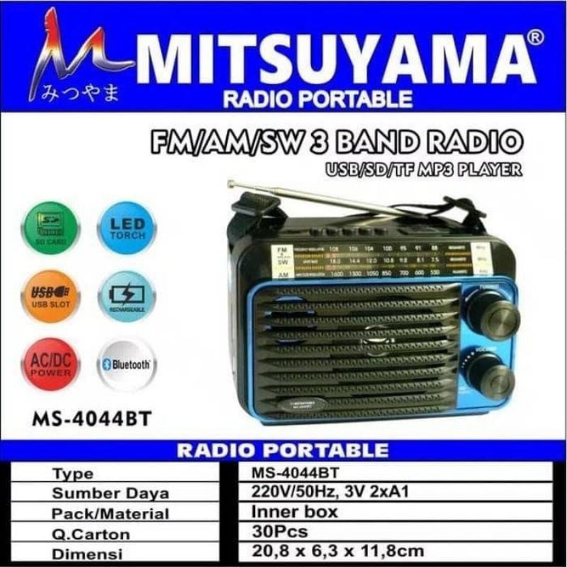 Radio speaker bluetooth usb memory MITSUYAMA MS 4045BT / MS 4044BT radio