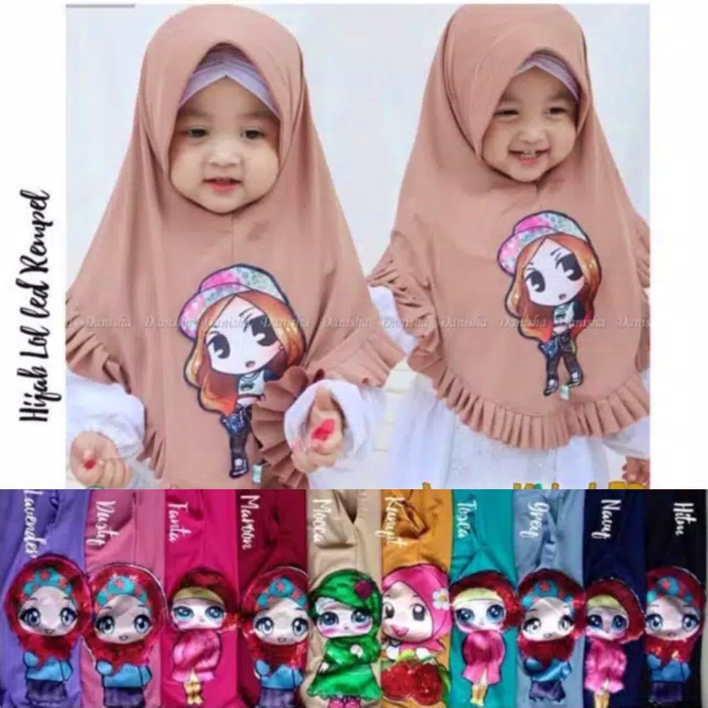 Alny Hijab - Hijab Anak Led Bisa Nyala Rempel Kids Led Jersay Airis Hijab Kids