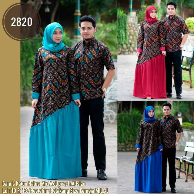 baju pakaian couple batik GAMIS KOMBINASI WOLFIS kemeja cewek cowok pria laki laki formal A82