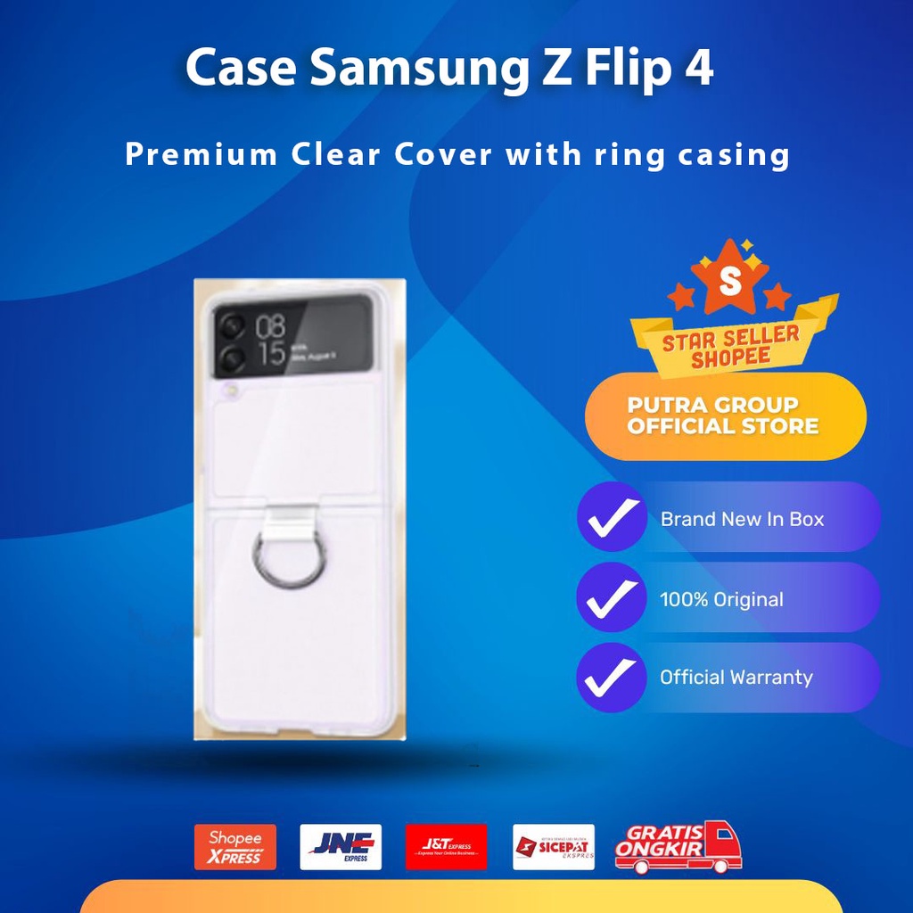 Premium Case Samsung Galaxy Z Flip 4 Flip4 5G Clear Cover with Ring