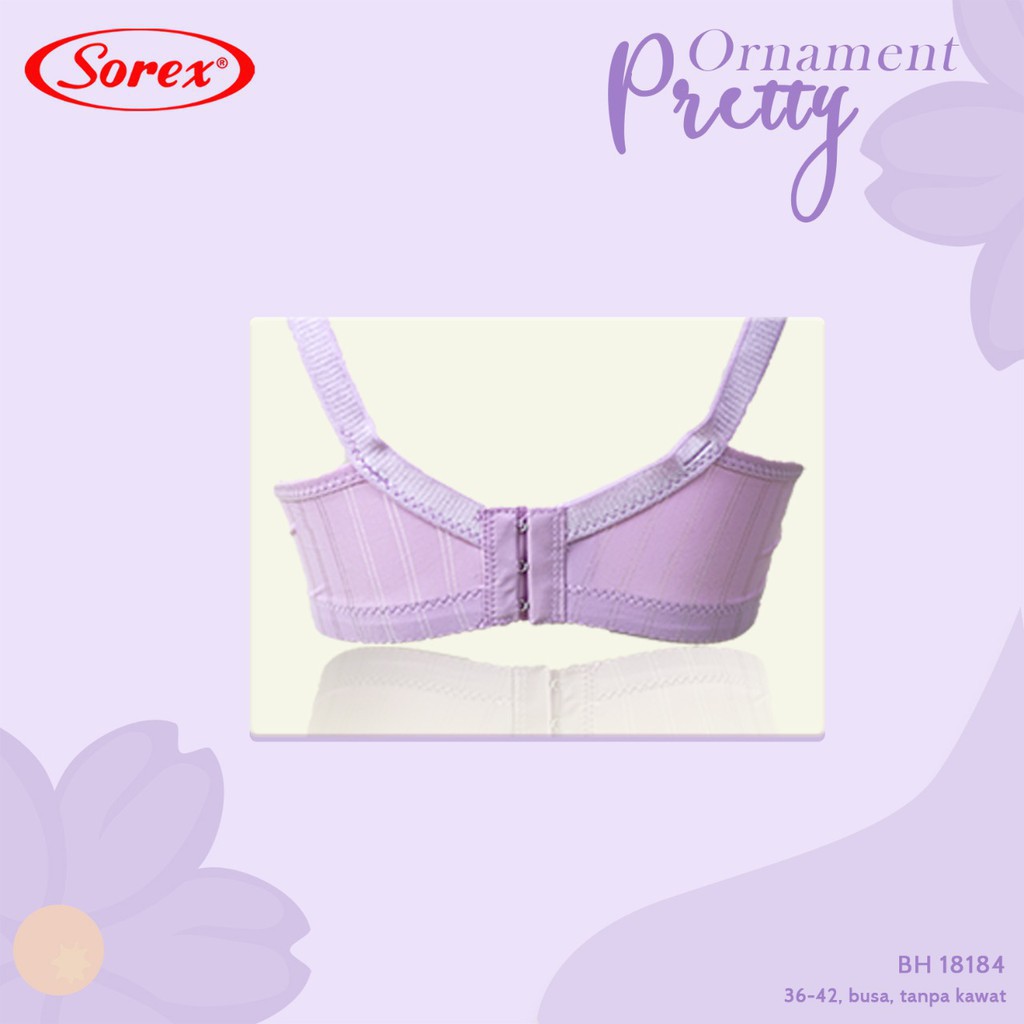 gof SOREX 18184 Bra Busa Tanpa Kawat Kait 3 Setara Cup B Ornament Pretty Harian BH Ukuran 36/42