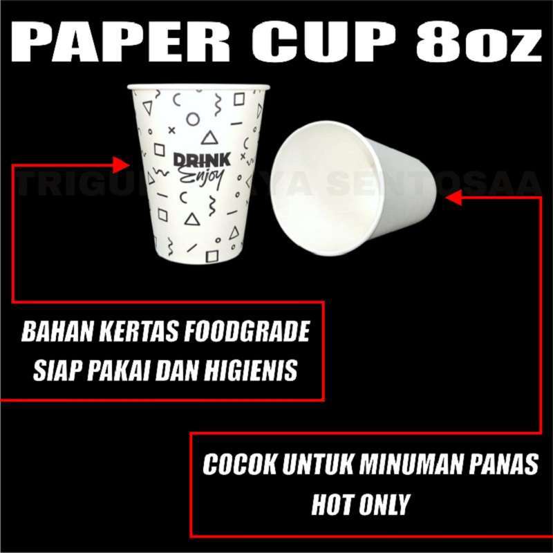 Paper Cup 8oz Per Dus Gelas Kopi Kertas Tahan Panas Murah 240ml Surabaya