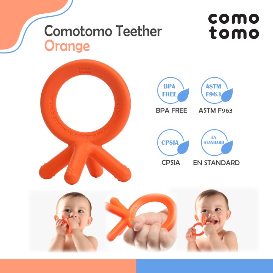 COMOTOMO Teether Orange - Mainan Gigitan Bayi