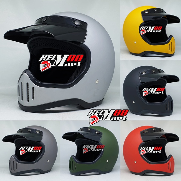 Helm Fino Cakil Premium Helm Cakil Cafe racer  Helm Fullface FREE Extra Cheekpad