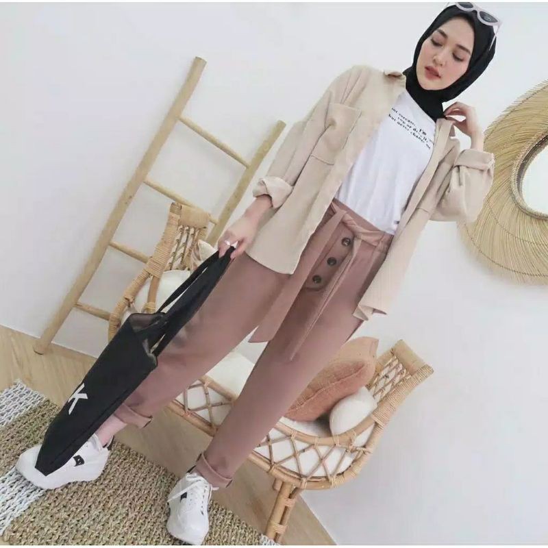 BUTTON PANTS CELANA BAHAN