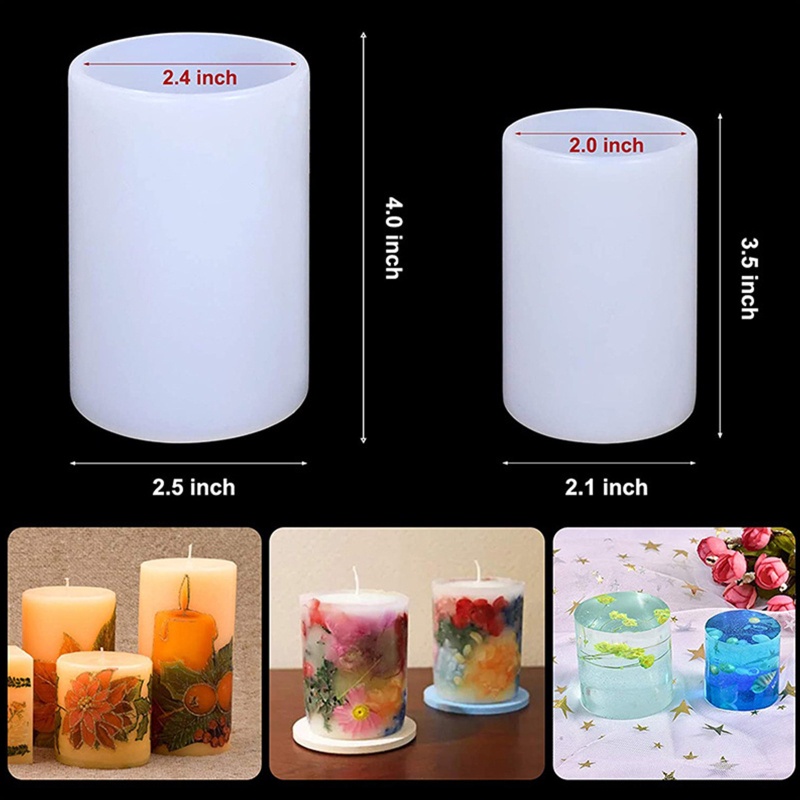 SIY  Handmade Cylinder Pillar Candle UV Crystal Epoxy Resin Mold  Plaster Silicone Mould DIY Crafts Wax Soaps Home Decorations Casting Tool