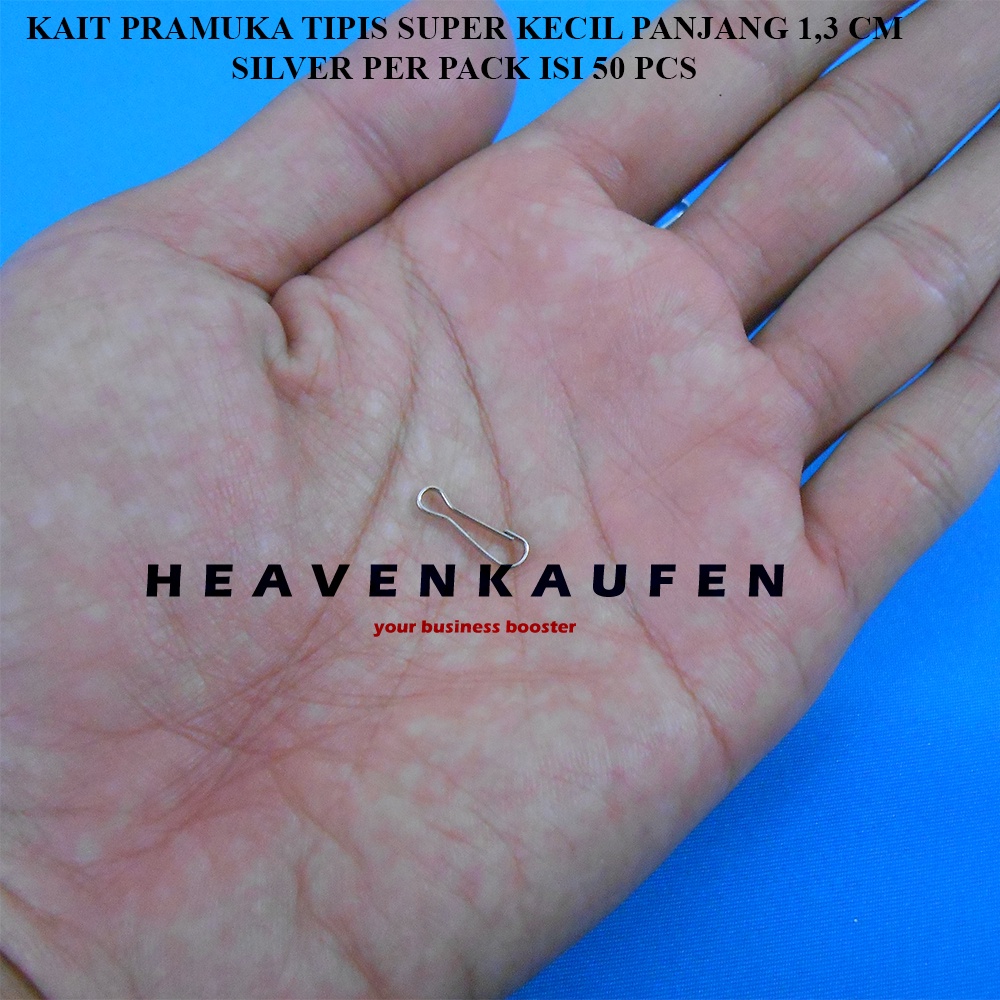 Kait Pengait Pramuka Super Kecil Panjang 1,3 cm Lebar Lubang 2,5 mm Nikel Silver Per Pack isi 50 Pcs