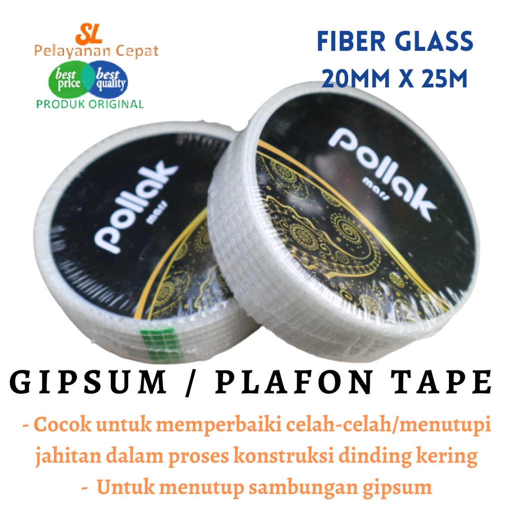 Kasa Perekat Sambungan Gipsum Plafon Gypsum Fiber Glass Jointing Tape