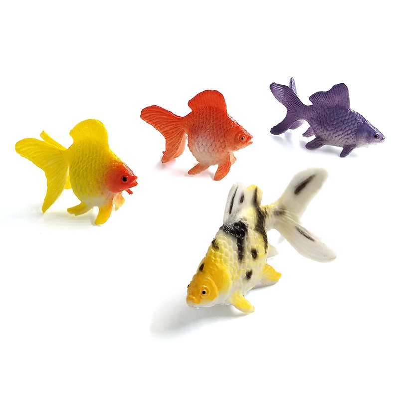 12 Pcs / set Mainan Miniatur Simulasi Hewan Ikan Mas Kawaii Untuk Taman